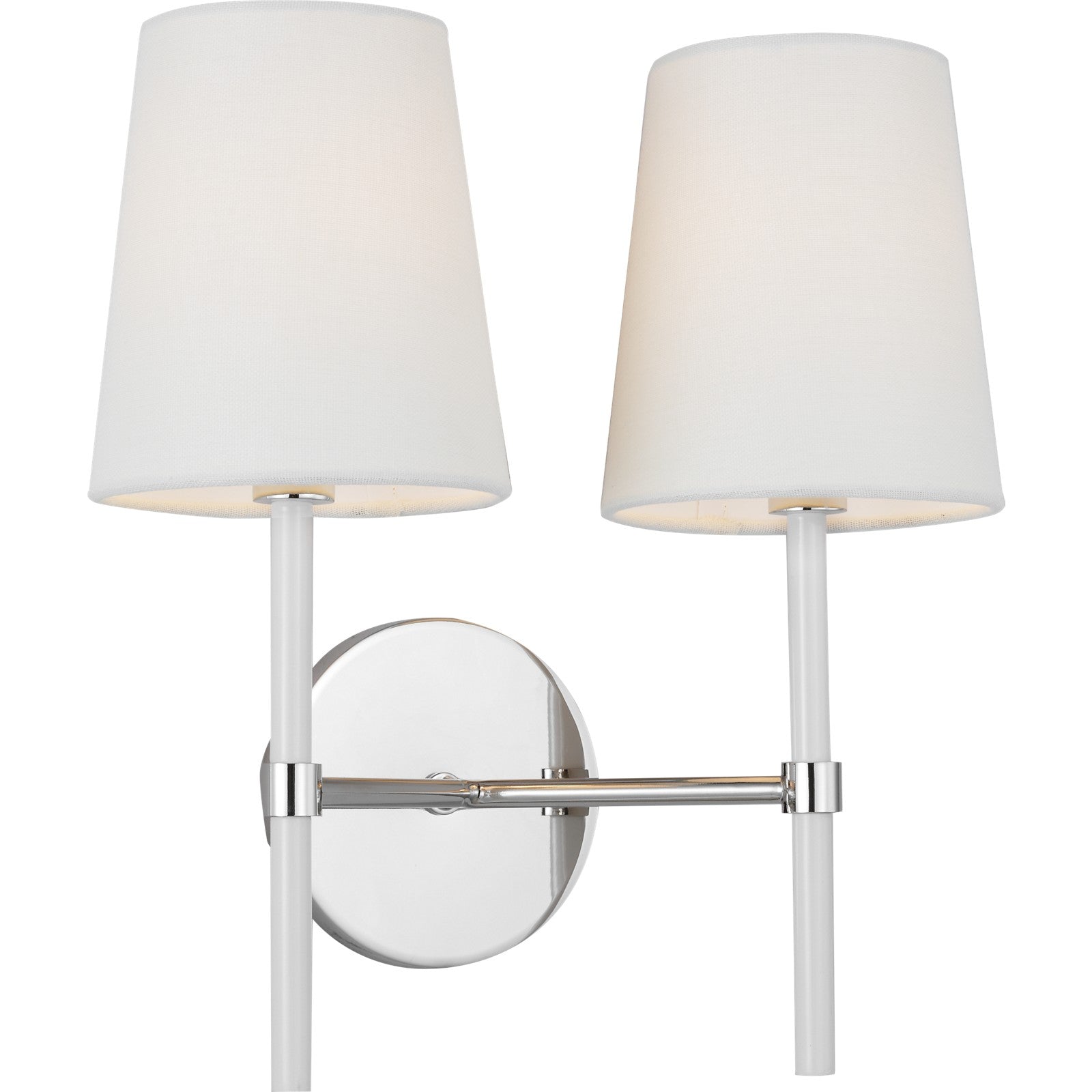 Monroe Double Sconce in Polished Nickel and Glossy White - Visual Comfort Wall Lights