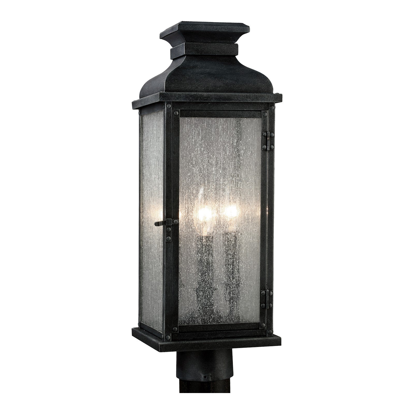 Pediment Post Lantern Dark Weathered Zinc - Visual Comfort Outdoor Lighting