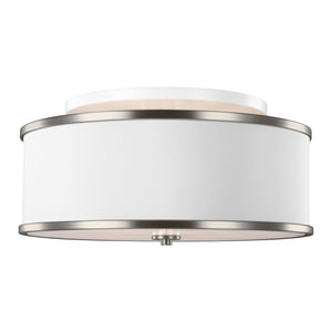 Lennon Medium Semi-Flush Mount Satin Nickel - Visual Comfort Ceiling Lights