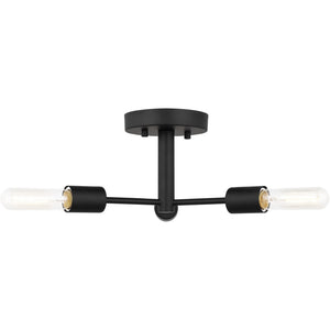 Axis Three Light Semi-Flush Mount Midnight Black - Visual Comfort Ceiling Lights