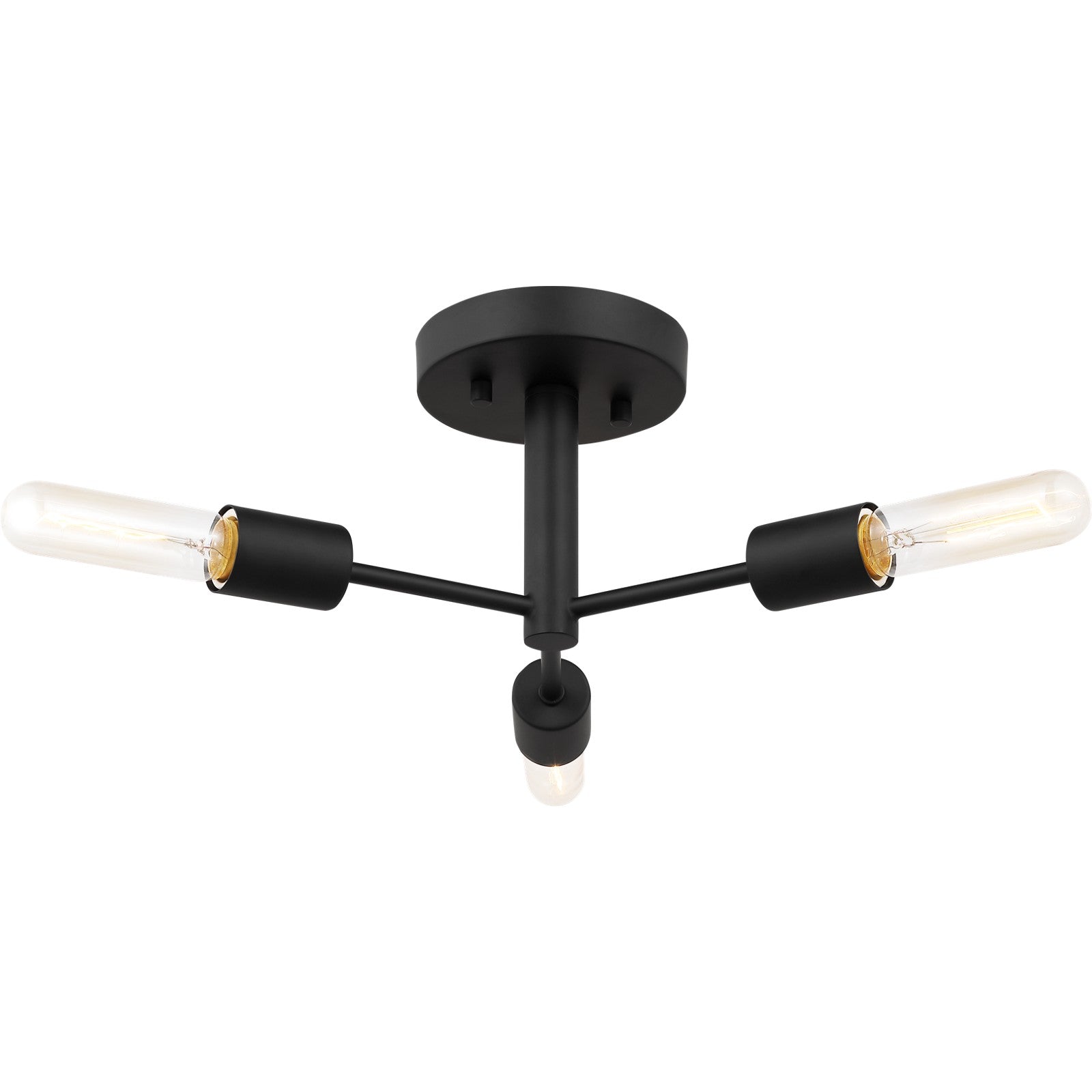 Axis Three Light Semi-Flush Mount Midnight Black - Visual Comfort Ceiling Lights