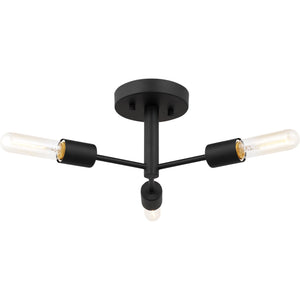 Axis Three Light Semi-Flush Mount Midnight Black - Visual Comfort Ceiling Lights