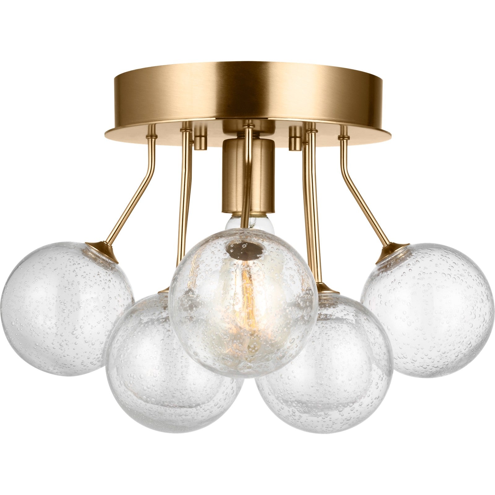 Bronzeville One Light Semi-Flush Mount in Satin Brass - Visual Comfort Ceiling Lights