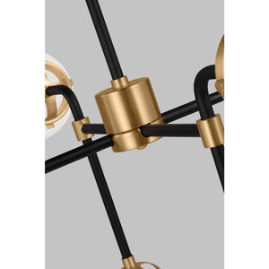 Cafe Eight Light Small Chandelier Satin Brass - Visual Comfort Ceiling Lights