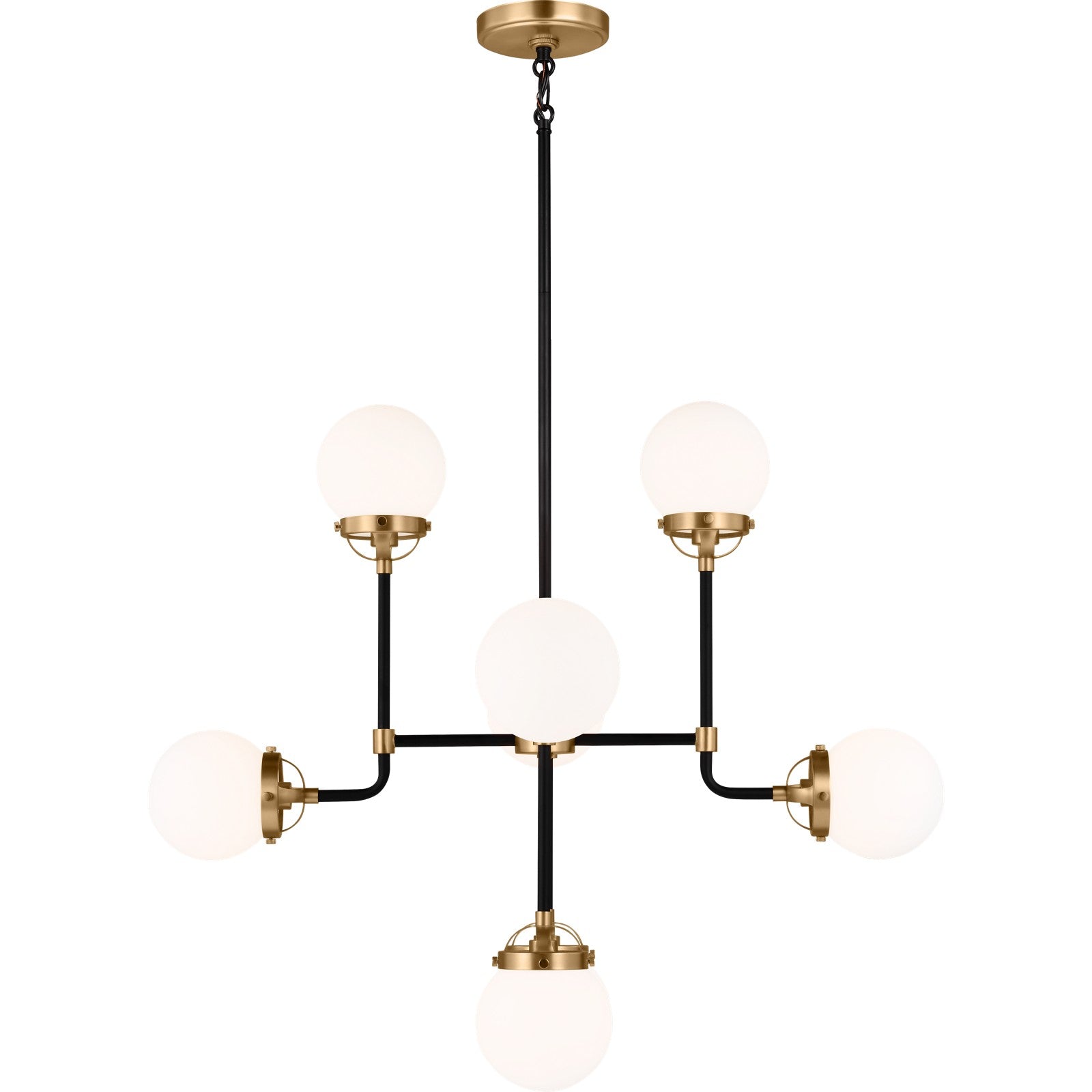 Cafe Eight Light Small Chandelier Satin Brass - Visual Comfort Ceiling Lights