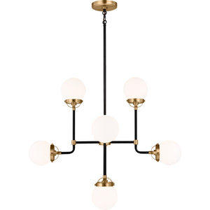 Cafe Eight Light Small Chandelier Satin Brass - Visual Comfort Ceiling Lights