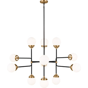Cafe Twelve Light Large Chandelier Satin Brass - Visual Comfort Ceiling Lights