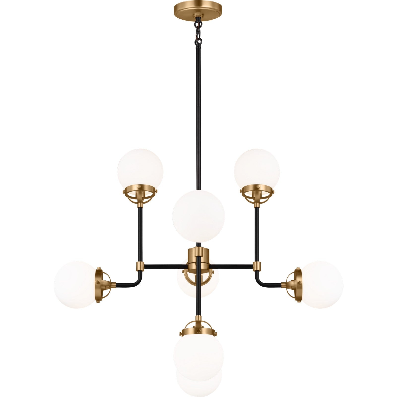 Cafe Eight Light Small Chandelier Satin Brass - Visual Comfort Ceiling Lights