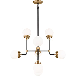 Cafe Eight Light Small Chandelier Satin Brass - Visual Comfort Ceiling Lights