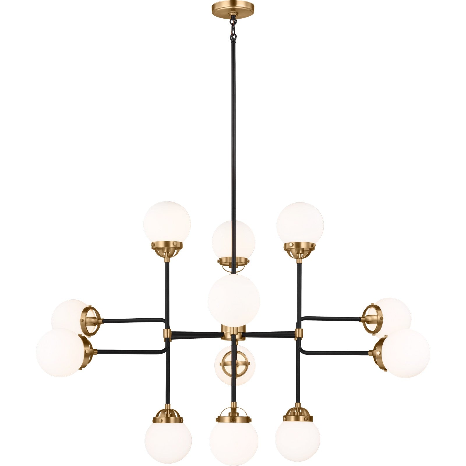 Cafe Twelve Light Large Chandelier Satin Brass - Visual Comfort Ceiling Lights