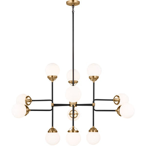 Cafe Twelve Light Large Chandelier Satin Brass - Visual Comfort Ceiling Lights