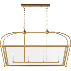 Charleston 46 Linear Lantern in Satin Brass - Visual Comfort Ceiling Lights