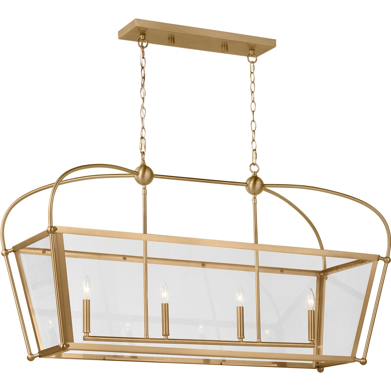 Charleston 46 Linear Lantern in Satin Brass - Visual Comfort Ceiling Lights