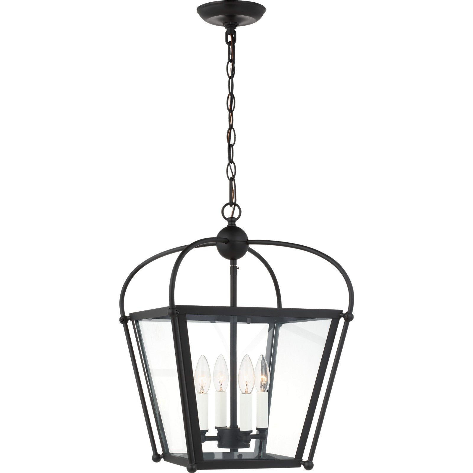 Charleston Small Four Light Lantern Satin Brass - Visual Comfort Ceiling Lights