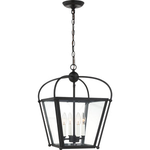 Charleston Small Four Light Lantern Satin Brass - Visual Comfort Ceiling Lights
