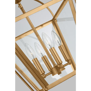Charleston Small Four Light Lantern Satin Brass - Visual Comfort Ceiling Lights