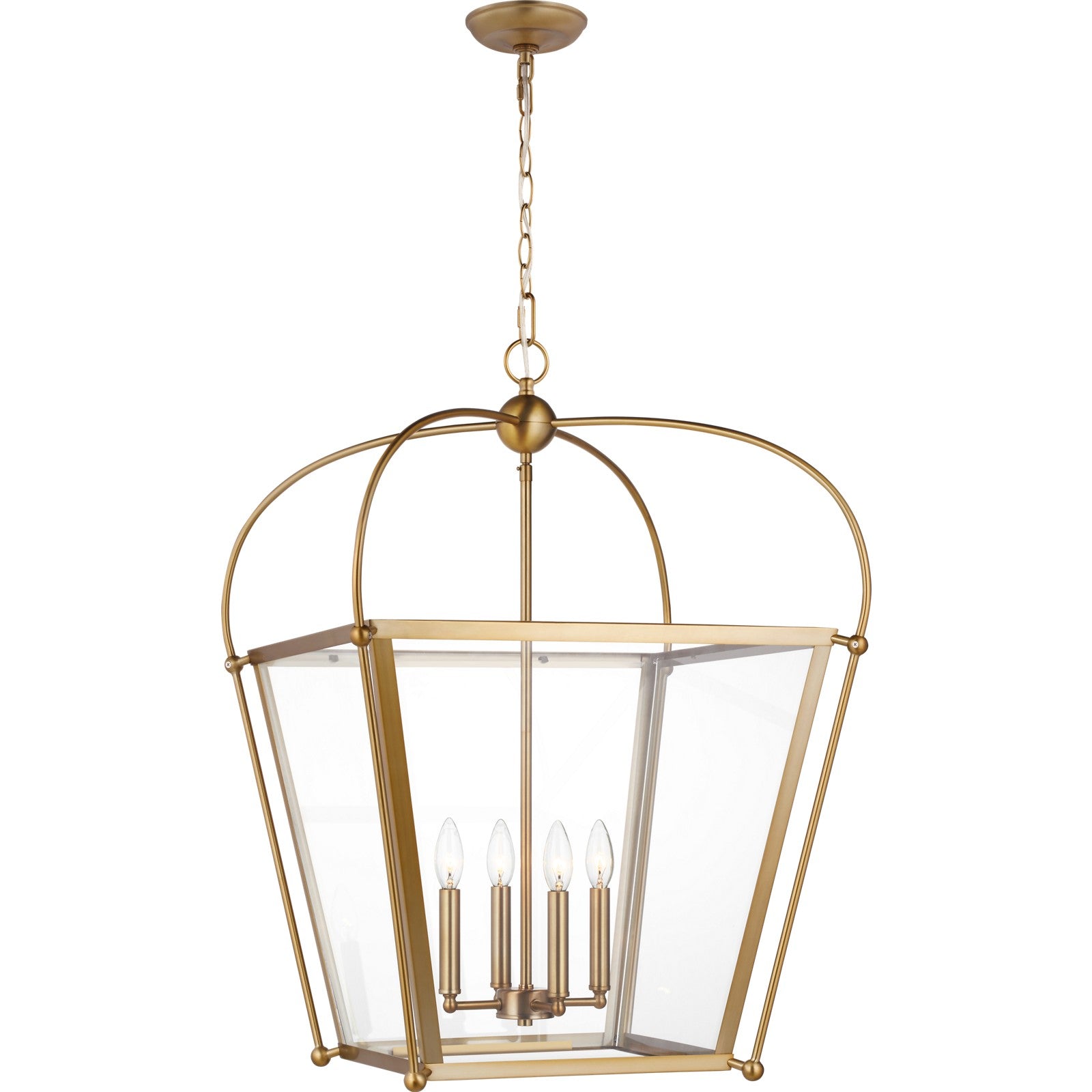 Charleston Medium Four Light Foyer Satin Brass - Visual Comfort Ceiling Lights