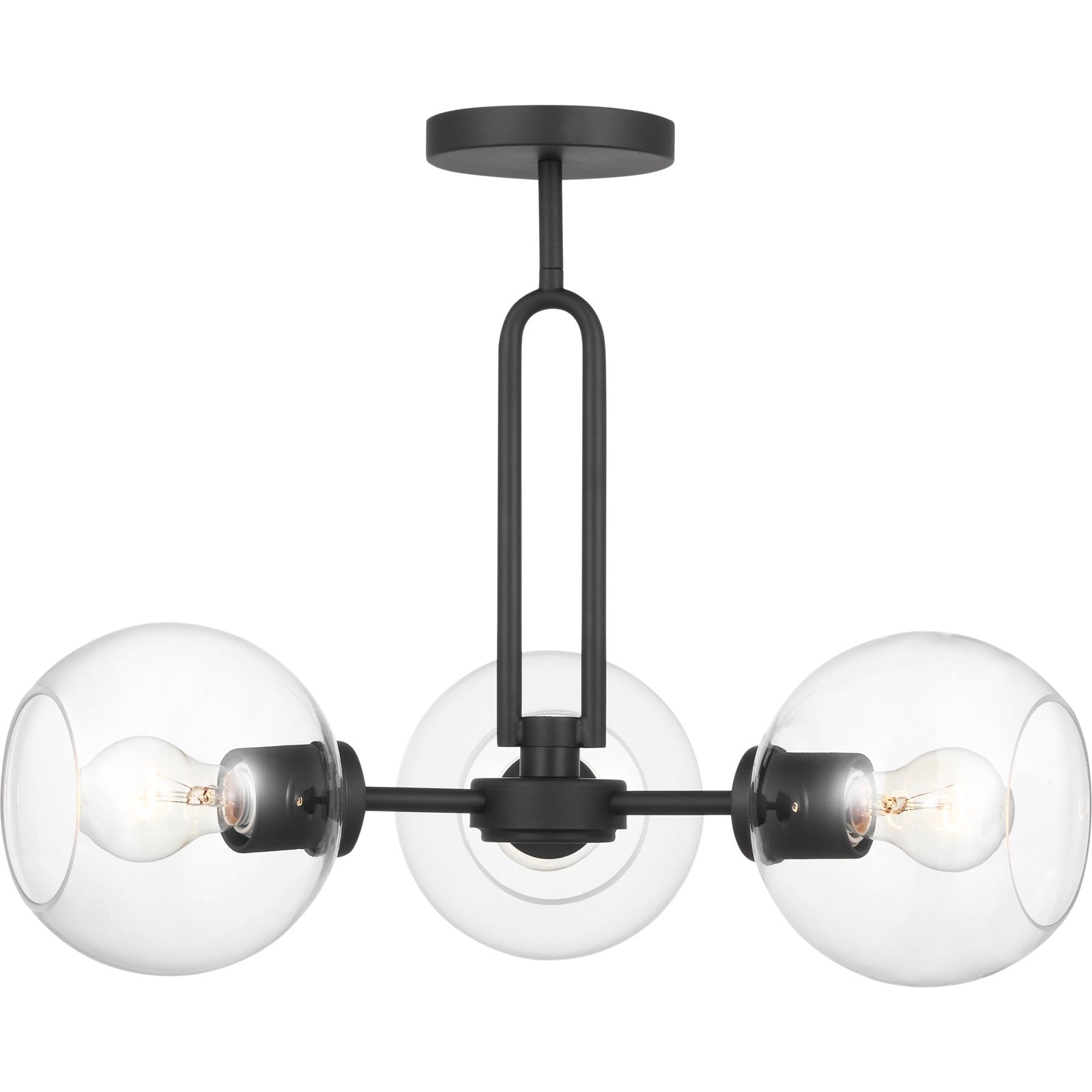 Codyn Three Light Semi-Flush Convertible Pendant Midnight Black - Visual Comfort Ceiling Lights