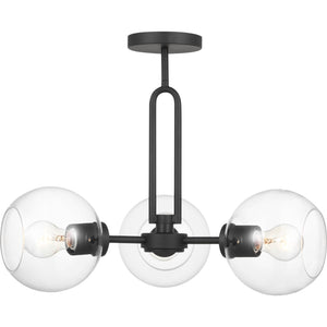 Codyn Three Light Semi-Flush Convertible Pendant Midnight Black - Visual Comfort Ceiling Lights