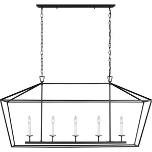Dianna Five Light Medium Linear Chandelier Midnight Black - Visual Comfort Ceiling Lights