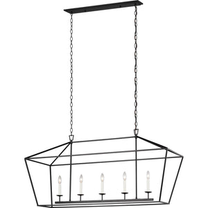 Dianna Five Light Medium Linear Chandelier Midnight Black - Visual Comfort Ceiling Lights