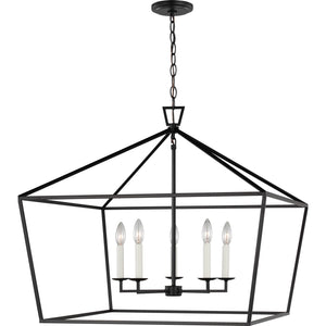 Dianna Five Light Wide Lantern Midnight Black - Visual Comfort Ceiling Lights