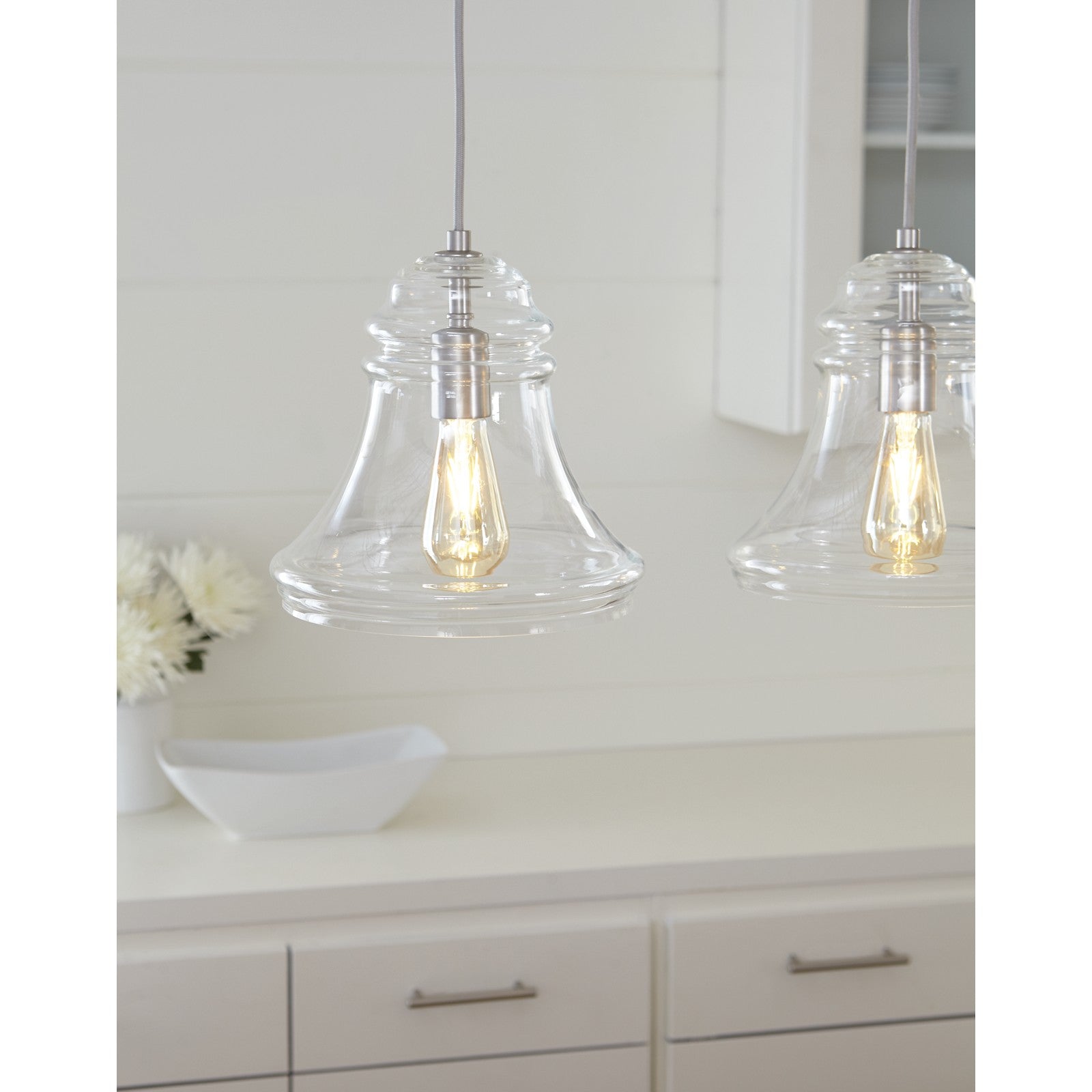 Doyle One Light Mini-Pendant in Satin Nickel - Visual Comfort Ceiling Lights