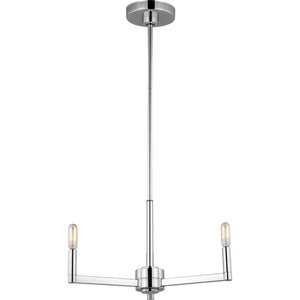 Fullton 3-Light Chandelier in Chrome with No Shade - Visual Comfort Ceiling Lights