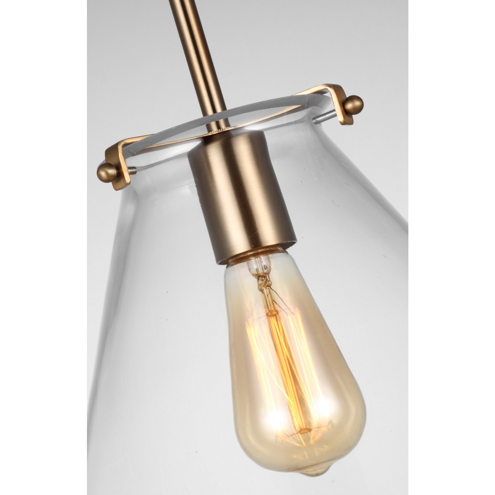 Kate One Light Cone Pendant Satin Brass - Visual Comfort Ceiling Lights