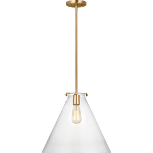 Kate One Light Cone Pendant Satin Brass - Visual Comfort Ceiling Lights