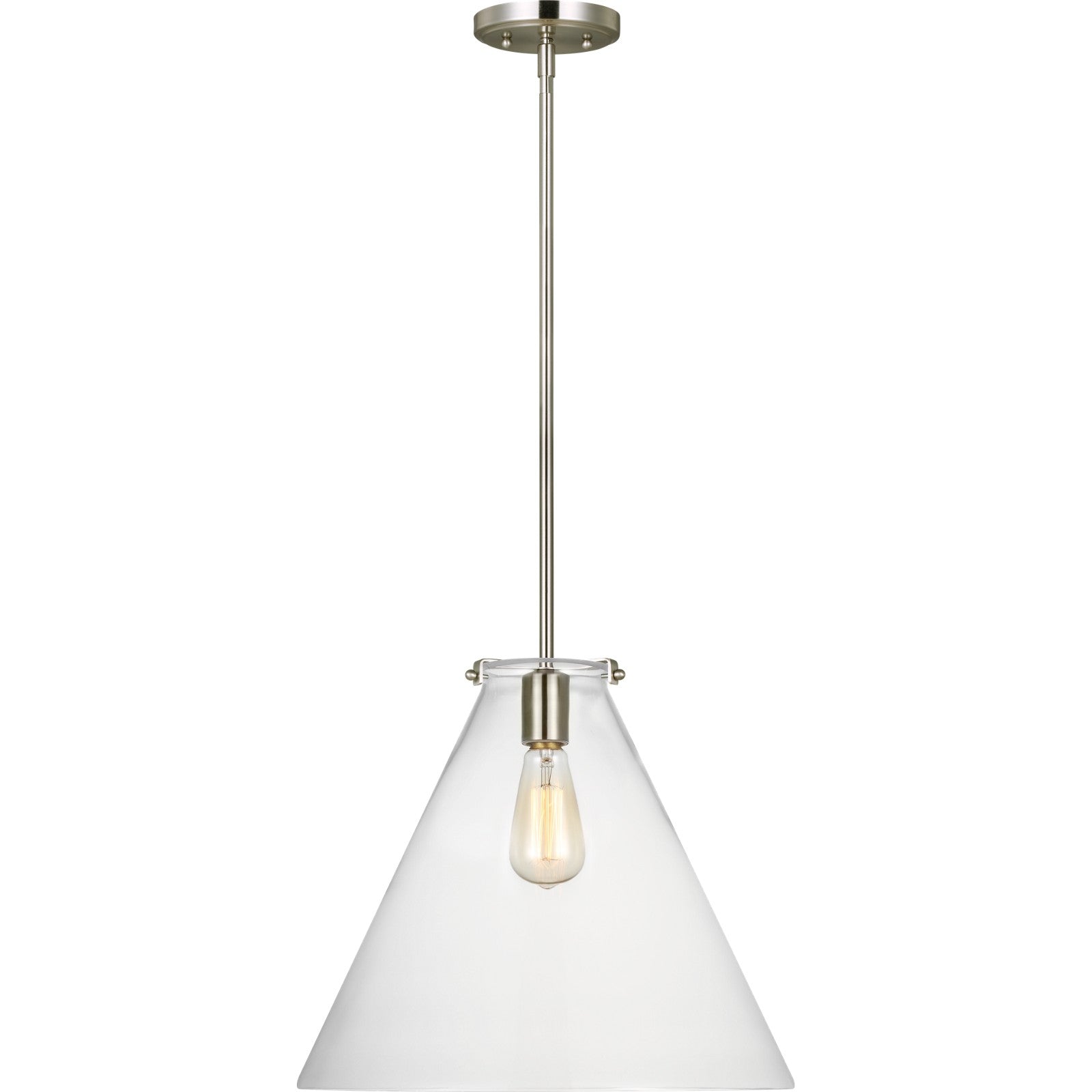 Kate One Light Cone Pendant Satin Brass - Visual Comfort Ceiling Lights