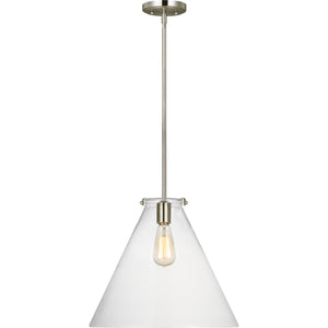 Kate One Light Cone Pendant Satin Brass - Visual Comfort Ceiling Lights
