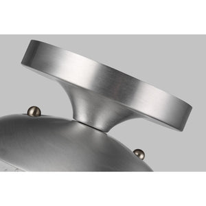 Leo Hanging Globe Flush Mount in Satin Aluminum with Smooth White Glass - Visual Comfort Ceiling Lights