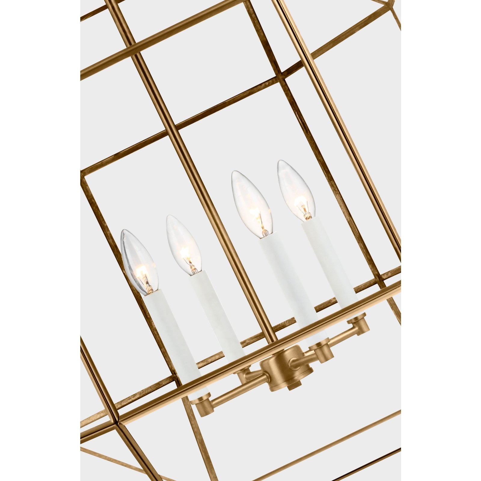 Morrison Large Lantern in Satin Brass and Clear Glass - Visual Comfort Ceiling Lights