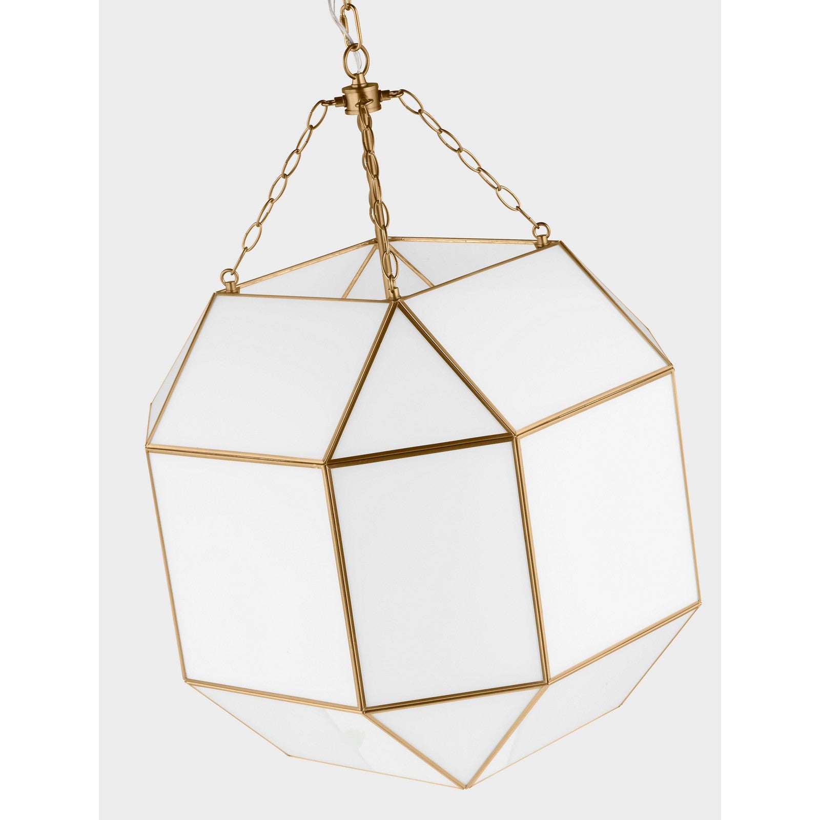 Morrison Large Lantern in Satin Brass and Clear Glass - Visual Comfort Ceiling Lights