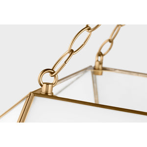 Morrison Large Lantern in Satin Brass and Clear Glass - Visual Comfort Ceiling Lights