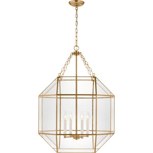 Morrison Large Lantern in Satin Brass and Clear Glass - Visual Comfort Ceiling Lights