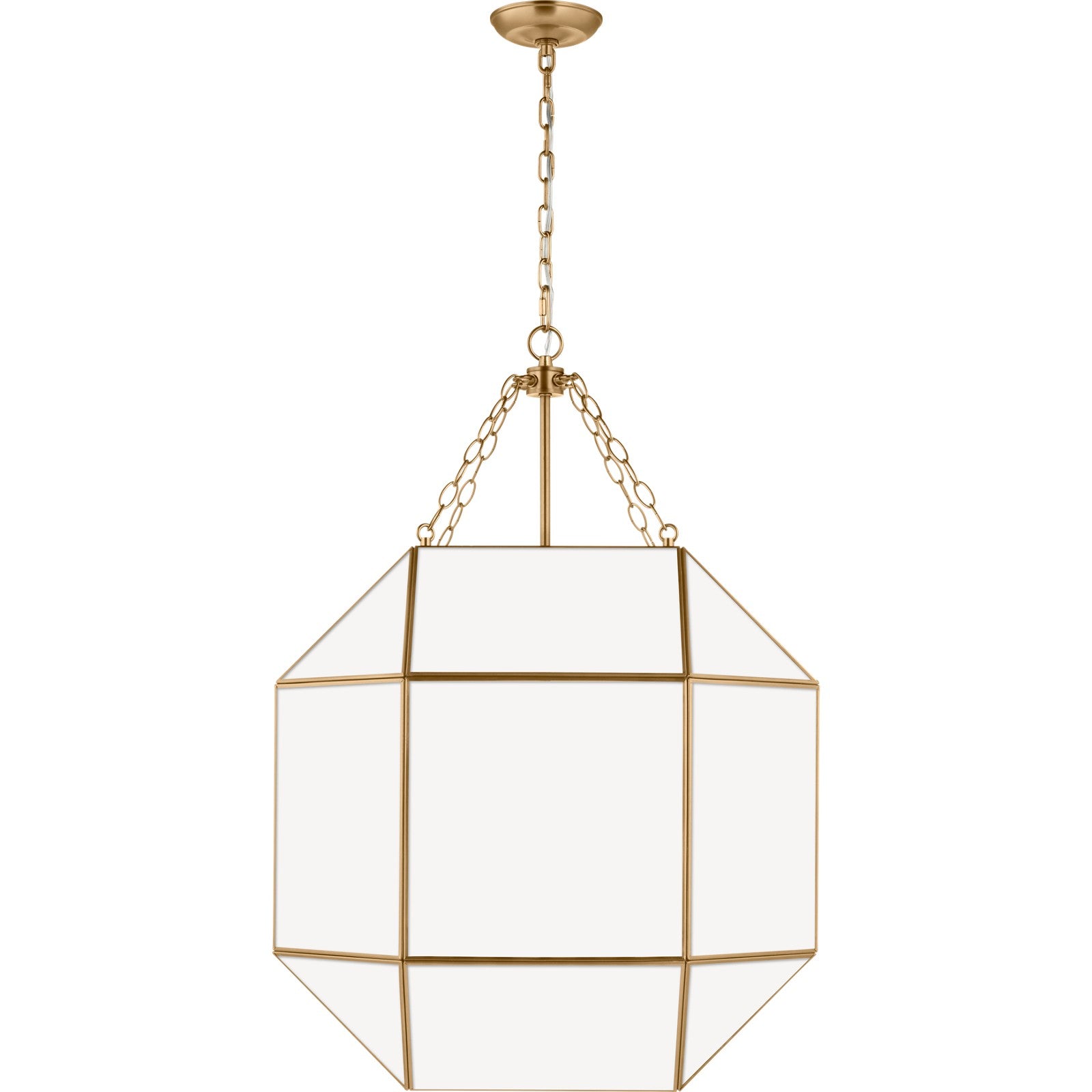Morrison Large Lantern in Satin Brass and Clear Glass - Visual Comfort Ceiling Lights