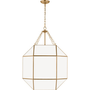 Morrison Large Lantern in Satin Brass and Clear Glass - Visual Comfort Ceiling Lights