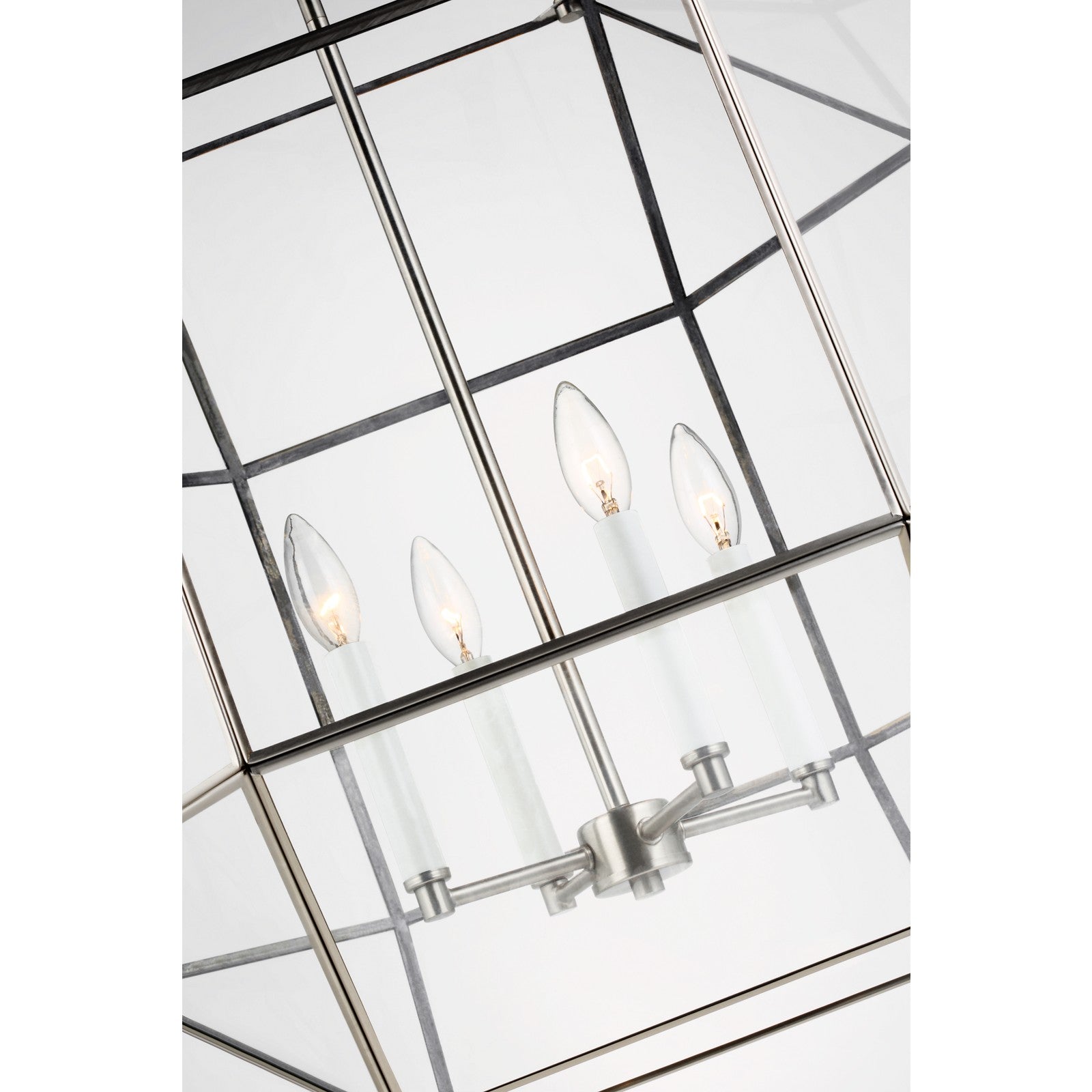 Morrison Large Lantern in Satin Brass and Clear Glass - Visual Comfort Ceiling Lights