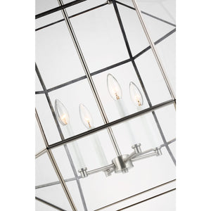 Morrison Large Lantern in Satin Brass and Clear Glass - Visual Comfort Ceiling Lights