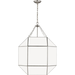 Morrison Large Lantern in Satin Brass and Clear Glass - Visual Comfort Ceiling Lights