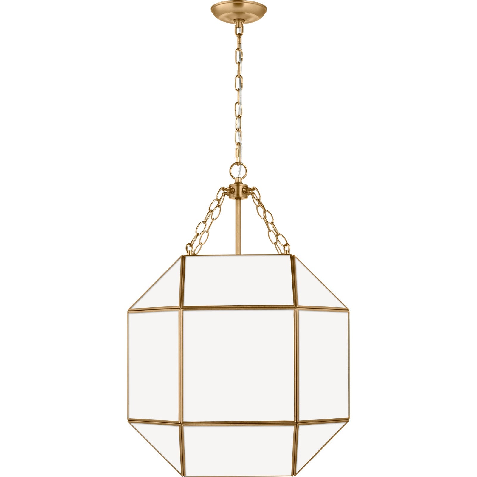 Morrison Medium Lantern in Satin Brass with Smooth White Glass - Visual Comfort Ceiling Lights