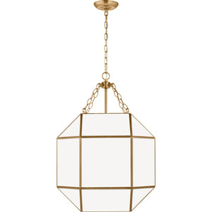 Morrison Medium Lantern in Satin Brass with Smooth White Glass - Visual Comfort Ceiling Lights