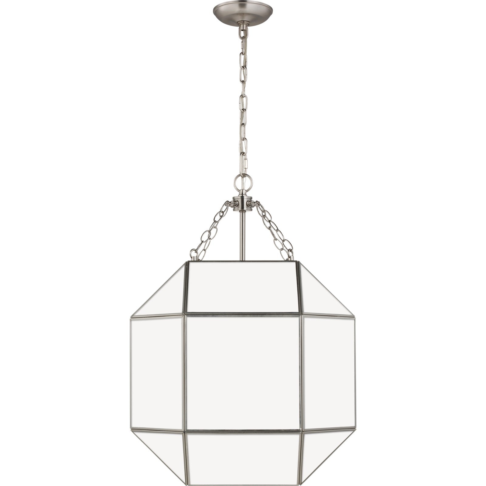 Morrison Medium Lantern in Satin Brass with Smooth White Glass - Visual Comfort Ceiling Lights