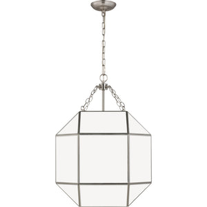 Morrison Medium Lantern in Satin Brass with Smooth White Glass - Visual Comfort Ceiling Lights