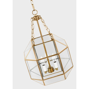 Morrison Small Lantern in Satin Brass with Clear Glass - Visual Comfort Ceiling Lights