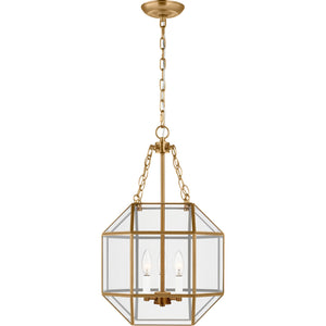 Morrison Small Lantern in Satin Brass with Clear Glass - Visual Comfort Ceiling Lights