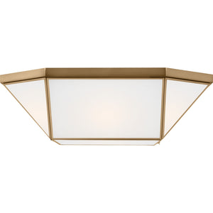 Morrison Four Light Flush Mount Satin Brass - Visual Comfort Ceiling Lights