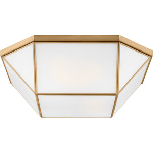 Morrison Four Light Flush Mount Satin Brass - Visual Comfort Ceiling Lights